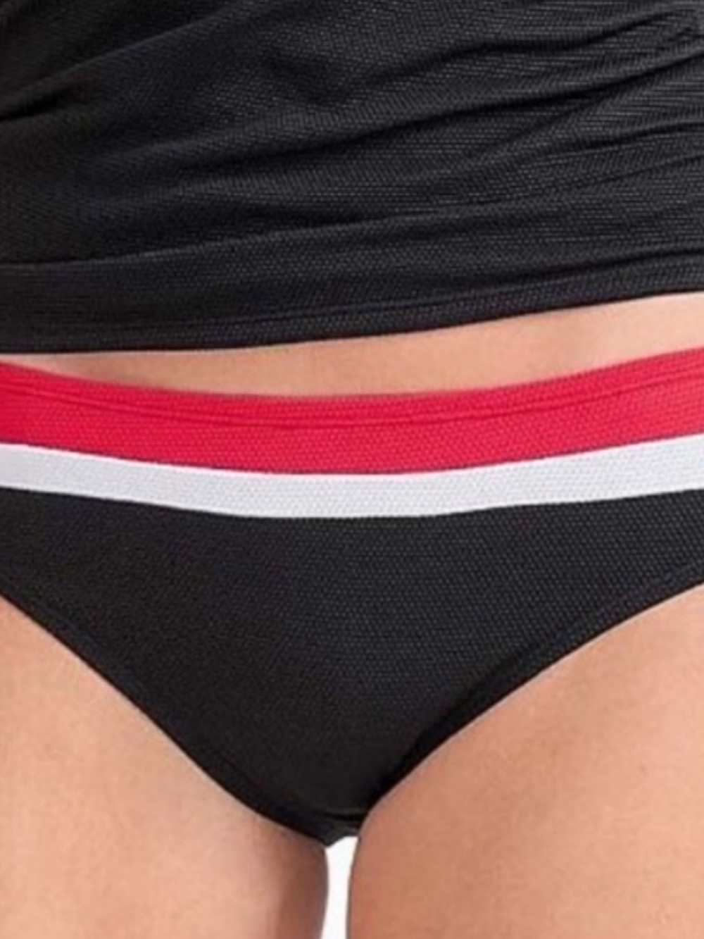 NWT Tommy Bahama Island Cays Colorblock Hipster Swim Black Bikini Bottom Size L